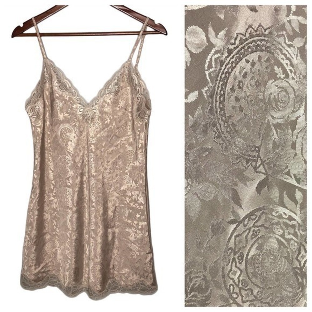 Gold Label Victoria's Secret Beige Lace Trim Slip Dress
